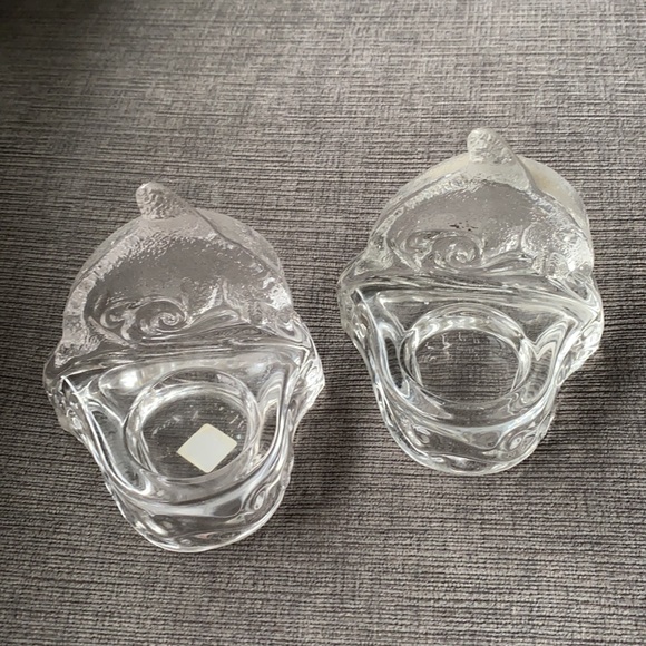 Pair retired PartyLite clear dolphin glass holders - Picture 3 of 9